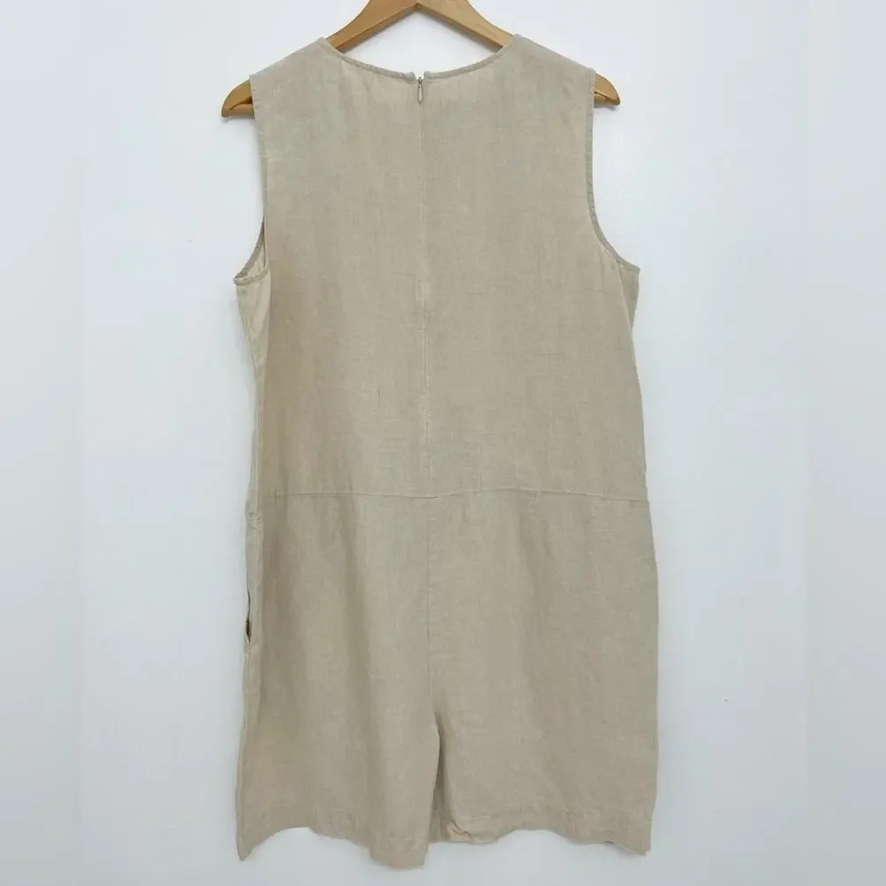 Eileen Fisher Organic Linen Relaxed Romper/Jumpsuit Women’s s Size Large - Picture 9 of 13